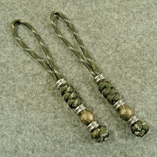 2pk Hand weave 550 Paracord Knife Lanyard With Steel Brass Beads / Knife Bead
