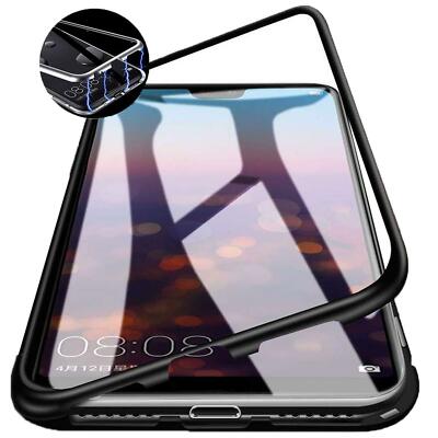 Alu Bumper Für Samsung iPhone Huawei Magnet Schutzhülle Case Cover Handy Glas 9H