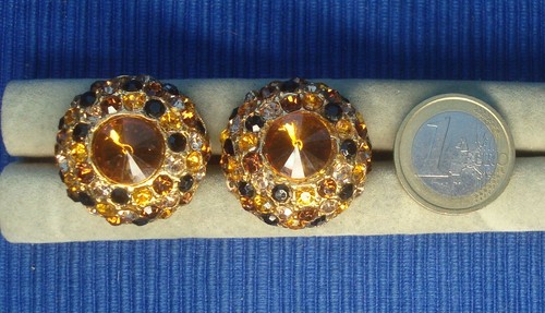 Boucles d'oreilles clips vintage en métal argenté et doré avec