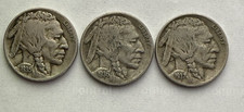 Lot of (3) Buffalo Nickels: 1935-D, 1936-D, 1937-D  Flat Ground