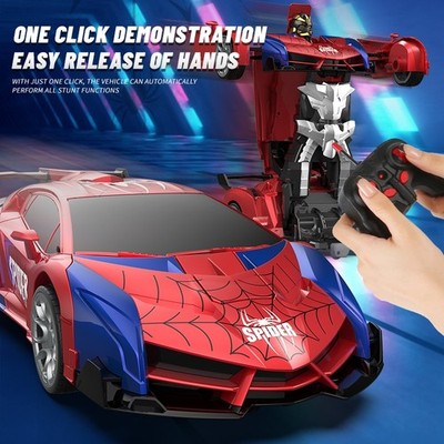 Spider Transforming RC Car 2.4GHz Robot Toy with Lights 360° Spin Kids Gift