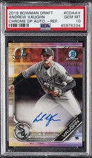 2019 BOWMAN DRAFT CHROME DRAFT PICKS AUTO #CDAAV ANDREW VAUGHN #/499 PSA 10 AUTO