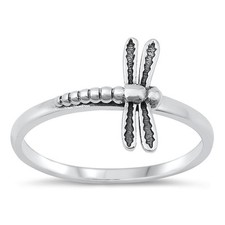 Beautiful Dragonfly Ring New .925 Cute Sterling Silver Oxidized Band Sizes 5-10