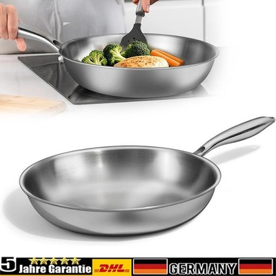 Edelstahlpfanne 28cm   unbeschichtet,Induktion, Gas,Glaskeramik,Profi Bratpfanne