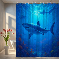Ocean Shark Shower Curtain for Bathroom Decor