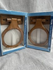 New 90s Solid Oak Wooden Bathroom Towel Ring Wall Holder Honey new in box