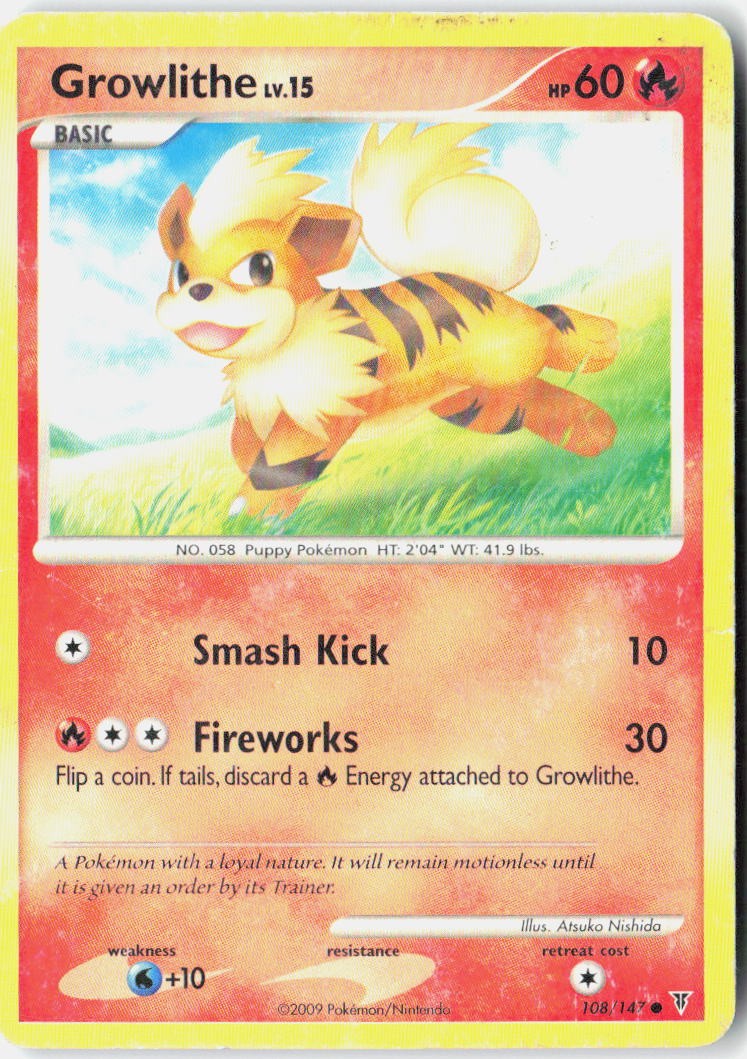 Growlithe Supreme Victors 108 Vintage Pokemon Card Normal