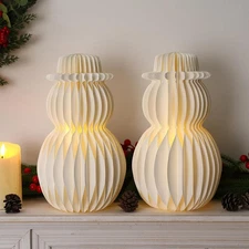Christmas Decorations-2PCS Light Up Snowman Honeycomb Centerpiece Set-Tabletop S