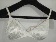 Vintage Adonna Bra 2901 White Satin Lightly Padded Wireless 34A USA Soft Cups