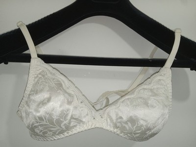 Vintage Adonna Bra 2901 White Satin Lightly Padded Wireless 34A USA  Soft Cups