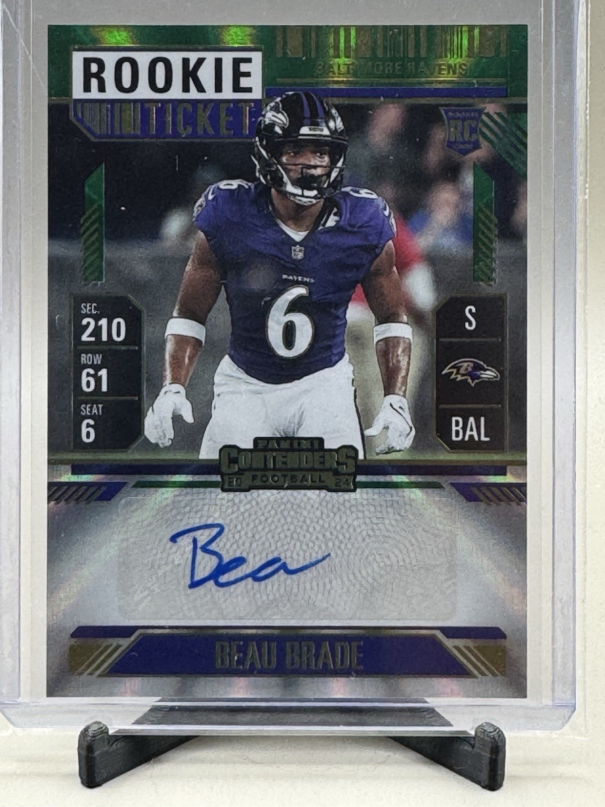 🔥 2024Contenders #233 Beau Brade Opening Kickoff (Green Laser) Ticket Auto