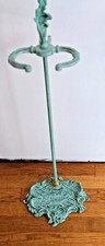 Vintage Ornate Cast Iron Umbrella/Stick Stand Green Painted Finish 28 1/2" tall