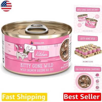 Cats in Kitchen 24pk Wet Food: Wild Salmon Au Jus, Non-GMO, Healthy Skin & Coat