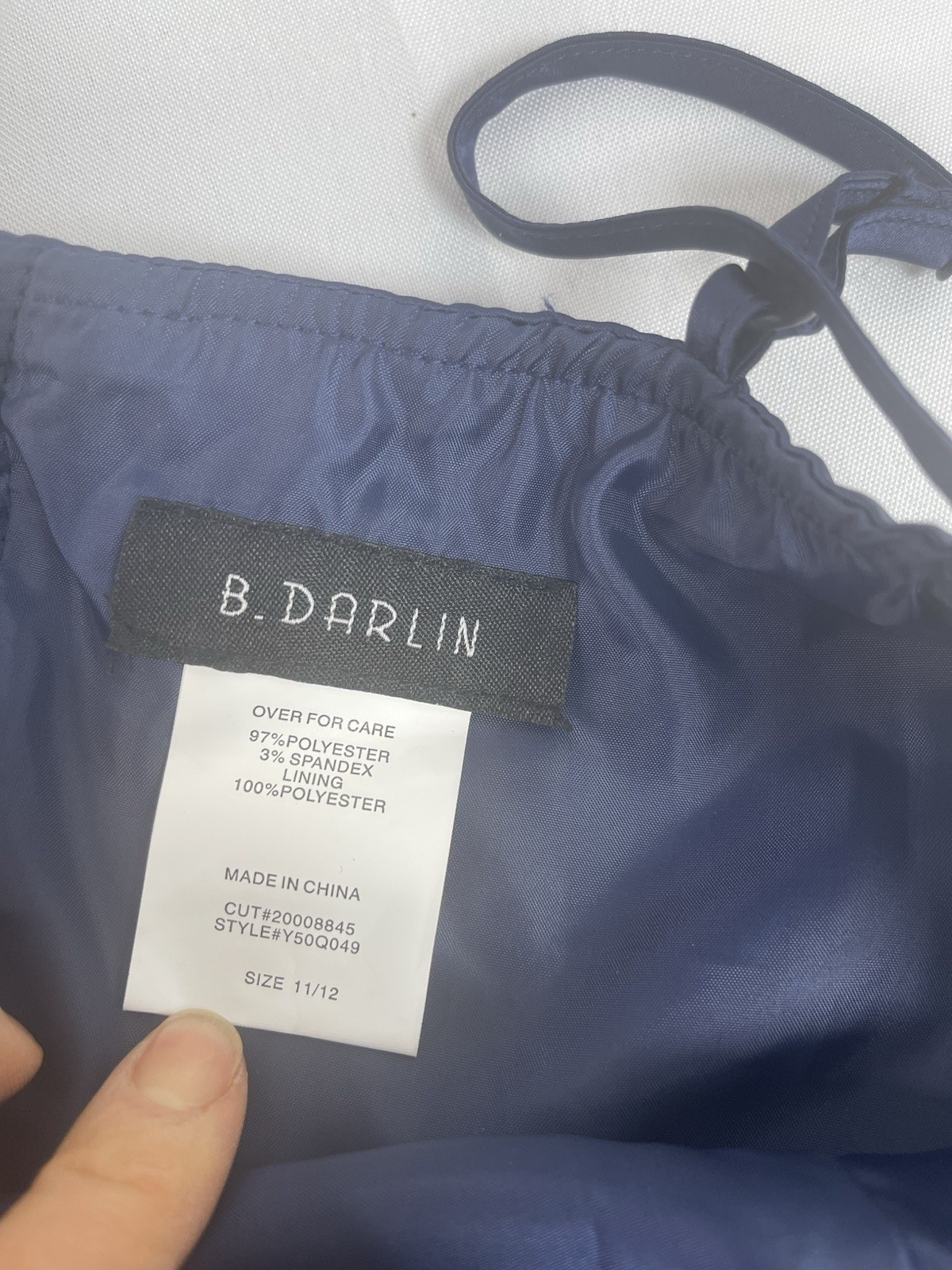 B Darlin Prom Dress Maxi Silk  Navy Gown Wedding Formal Sz 11/12 Spaghetti Strap