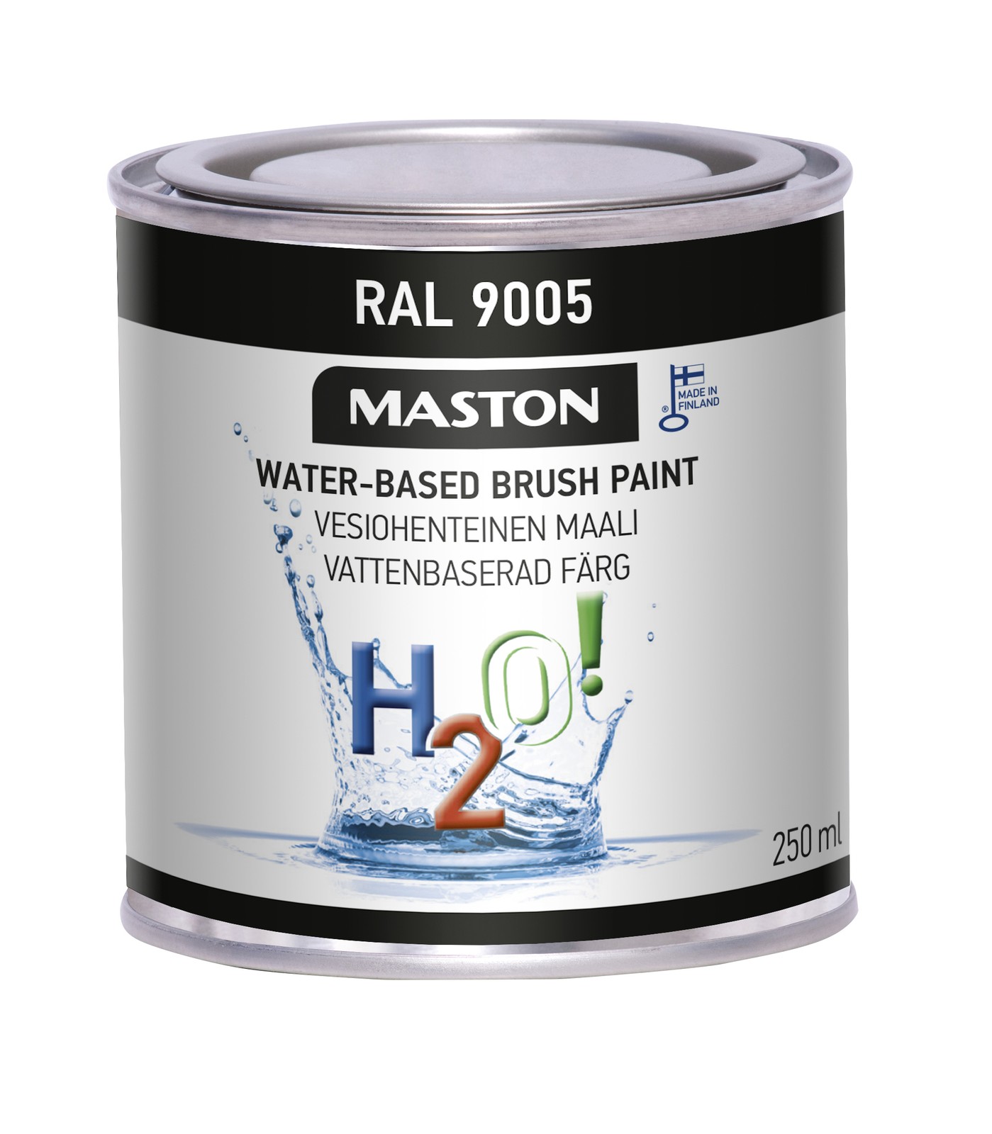 Maston Brush Paint H2O! Quick Drying Water Based Indoor Outdoor Jet Black 1L