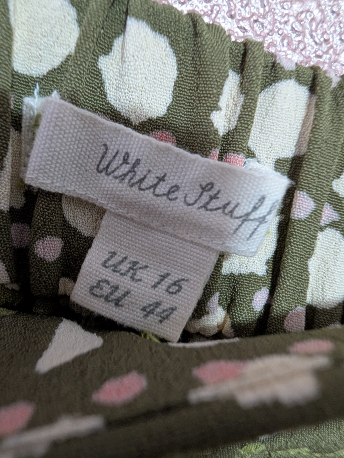 White Stuff Patterned Olive Green Midi Skirt Size… - image 4