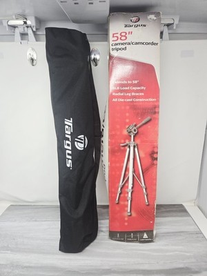 Targus TGT-58TR Camera Camcorder Tripod 3-Way Fluid Pan Head Bubble Levels