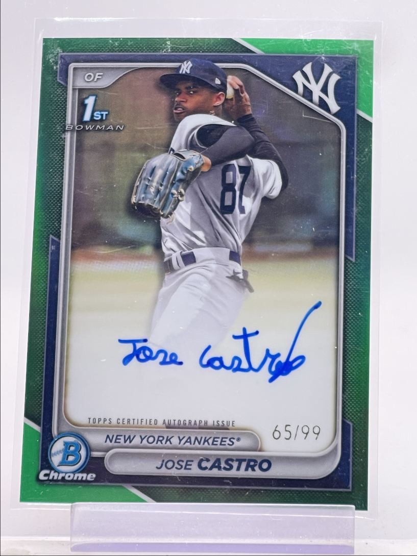 JOSE CASTRO 2024 BOWMAN CHROME 1ST GREEN LAVA YANKEES AUTO /99 Q0963