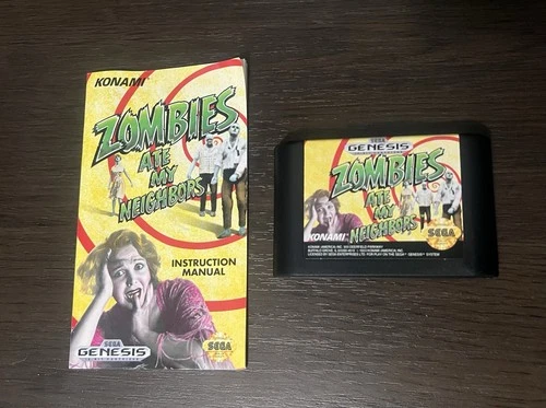 Sega Genesis Zombies Ate My Neighbor Cart and Manual Tested Working Authentic