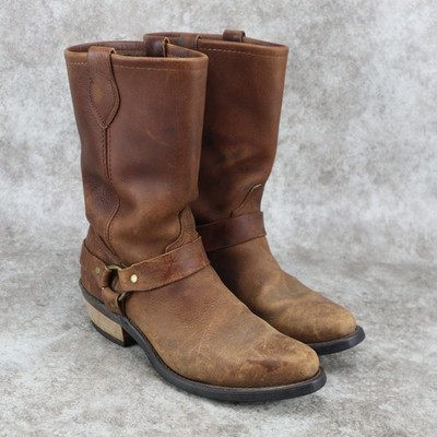 VTG USA Made Harness Boots Womens Size 8.5 M Brown Leather Bikers Western Oil
