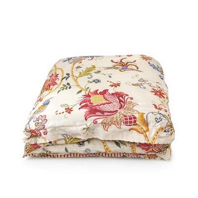 Rose Tree Home King Comforter Floral Birds Parrot Ivory Red 100% Cotton