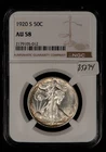1920-S 50c Walking Liberty Silver Half Dollar - PQ Coin - NGC AU 58 - SKU-B5274