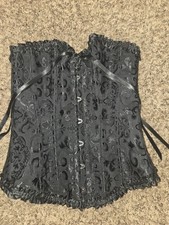Brocade Embroidered Velvet Corset Womens S Black Whimsigoth Goth Fairy Steampunk