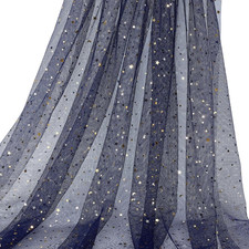 10 Yards Glitter Tulle Fabric with Star Moon Pattern 59" Wide