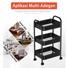 3 Tier Storage Trolley Cart on Wheels Kitchen Bathroom Laundry Narrow Space Rack