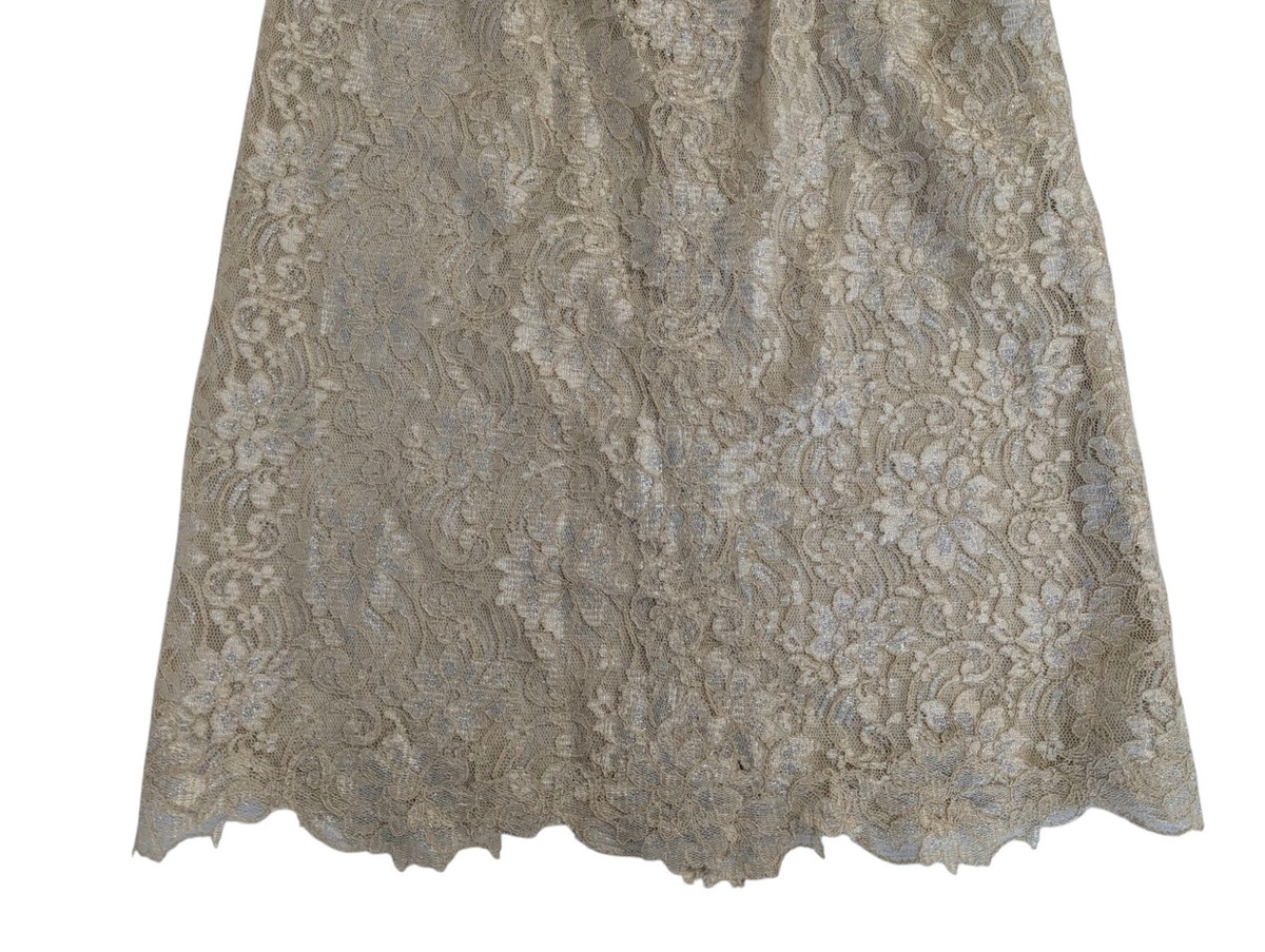 Renato Nucci Lace Metallic Gold Beige Dress Over Coat Shirt