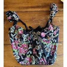 Victoria's Secret Dream Angels black floral embroidered unlined corset 32C NWOT