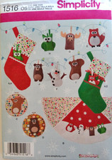 SIMPLICITY CRAFT PATTERN 1516 CHRISTMAS ORNAMENTS STOCKING TREE SKIRT UNCUT FF