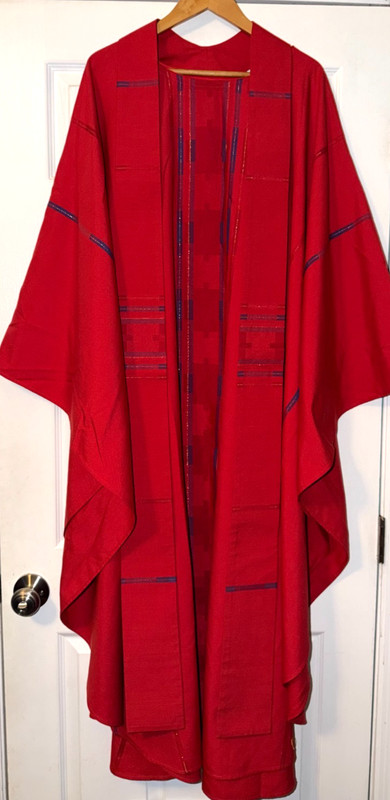 BEAUTIFUL CATHOLIC PRIESTS RED BLUE & GOLD CHASUBLE & STOLE SLABBINCK BELGIUM