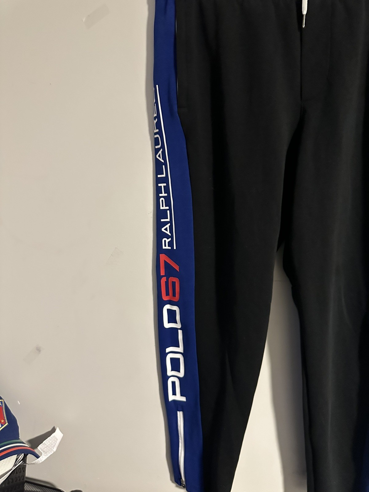 Polo Ralph Lauren 67 Alpine RRL Black Blue Racing Jogger Sweatpants Mens XL thumbnail 3