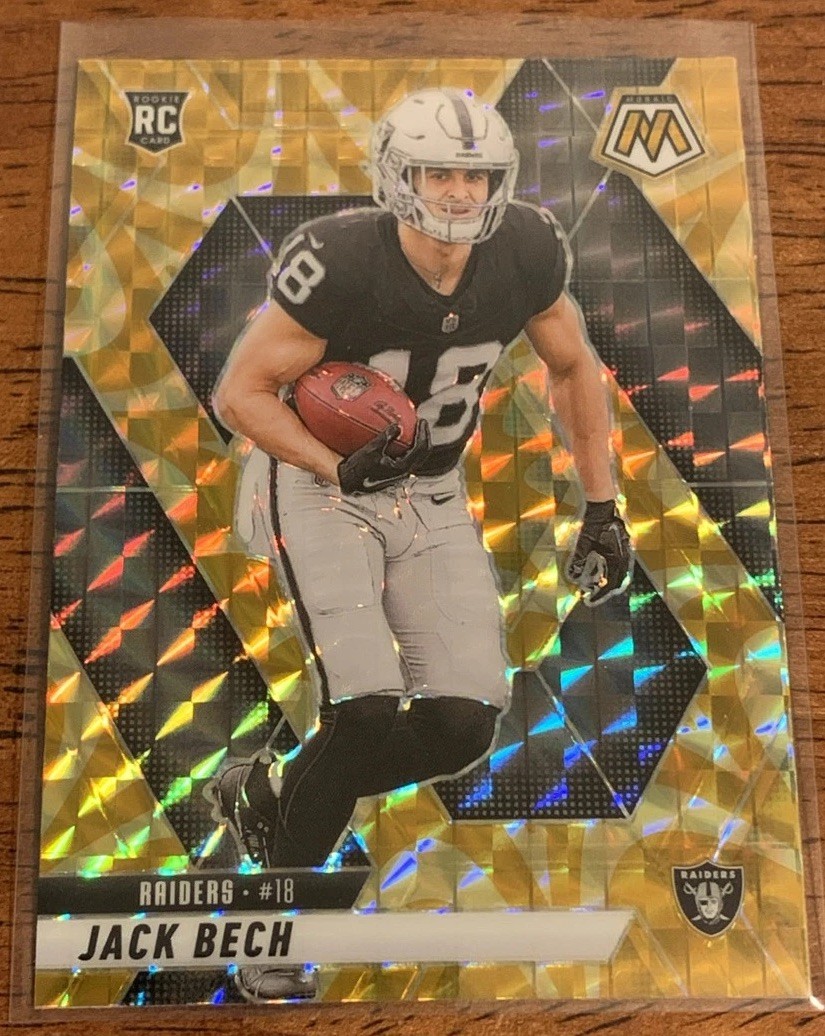 2025 Panini Mosaic Jack Bech RC #349 Reactive Yellow Prizm Las Vegas Raiders
