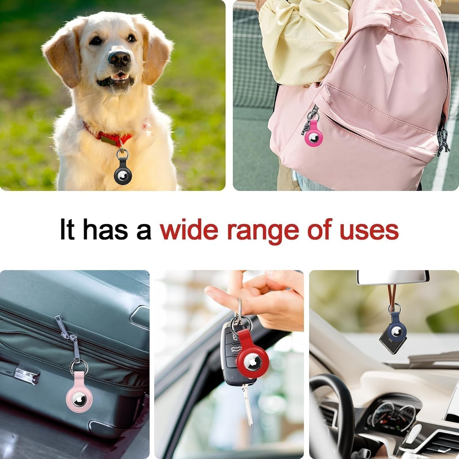 4 Pack Waterproof for AirTag Keychain，with Soft Silicone Holder Case Key Ring...