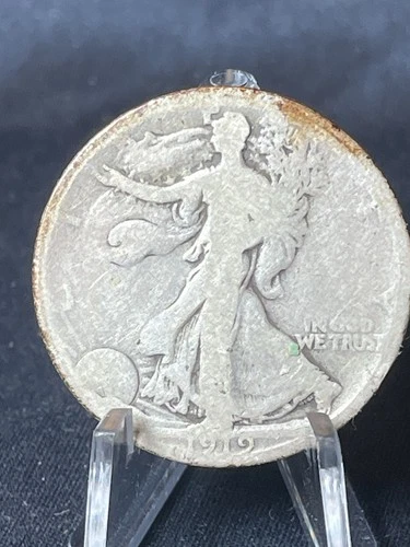 1919 D Walking Liberty Half Dollar, 90% Silver, AG Details