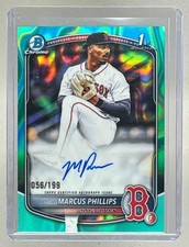Marcus Phillips 2025 Bowman Chrome #CPA-MP Aqua Lava Refractor Auto 1st RC /199