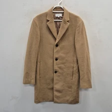 Reiss Gable Soft Brown Wool Single Breasted Winter Preppy Classic Overcoat Small
