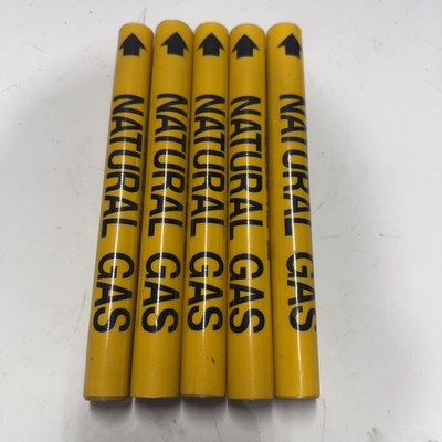 (5) MARKING SYSTEMS INC. STYLE B FITS PIPE 1-1/8  - 2-1/4  SAYS **NATURAL GAS**