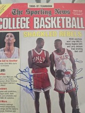 Sporting News 1990-91 Magazine Signed Stacey Augmon Larry Johnson UNLV
