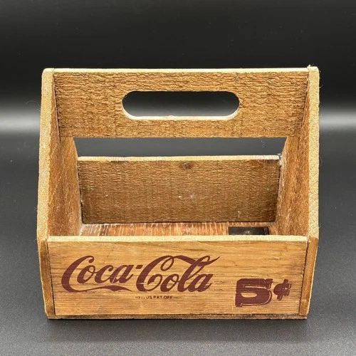 Coca-Cola Vintage Wooden Crate Bottle Carrier 5 Cents