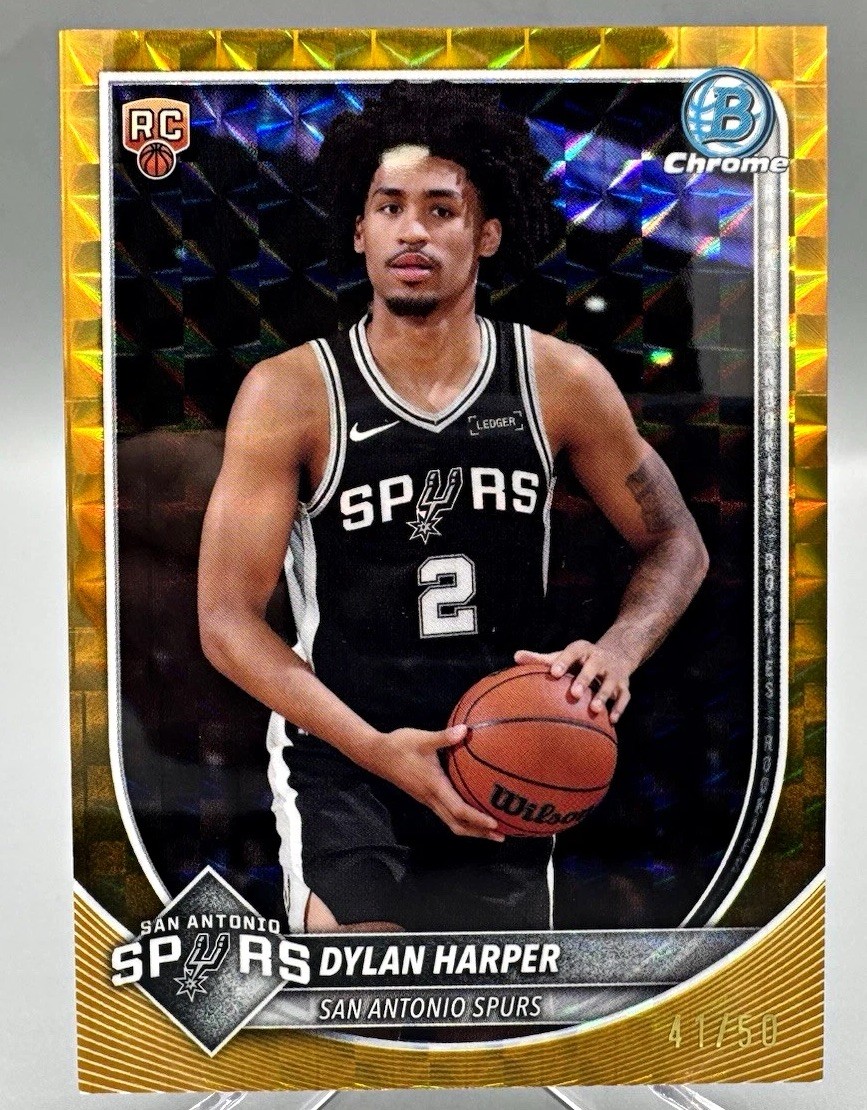 2025-26 Bowman Chrome Dylan Harper Gold Geometric Refractor RC /50 41/50 Spurs