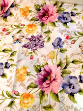74" Cloth Botanical Floral Butterflies Round Tablecloth New