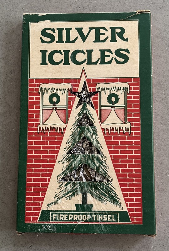 Vintage Christmas Tree Silver Icicles Tinsel Original Box VGVC