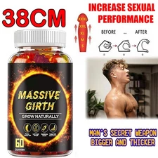 #1 BEST-MALE ENLARGER THICKER LONGER BIGGER 4" GROWTH ENLARGEMENT 60-300 GUMMIES