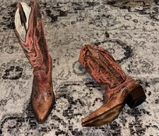 Steve Madden Western Boots Womens 10 M Pink Flying Eagle Inlay Rodeo Cowgirl