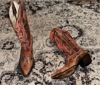 Steve Madden Western Boots Womens 10 M Pink Flying Eagle Inlay Rodeo Cowgirl