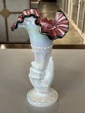 Vintage Fenton Black Rose Iridized Hand Vase ...
