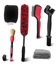 6PCS Motorcycle Cleaning Kit - Bendable Wheel Tire - 6 Pack - Black Red